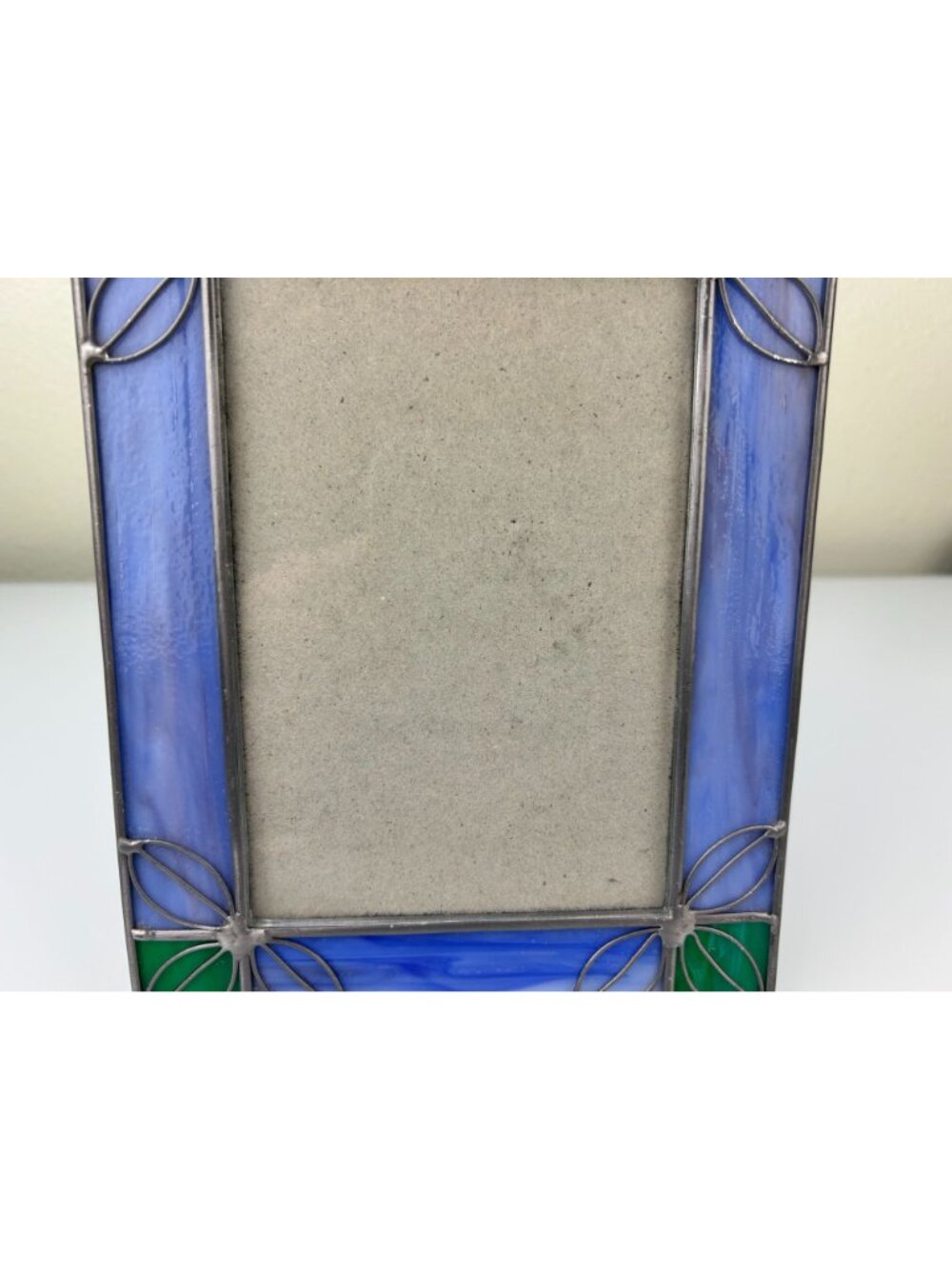 Vintage Stained Glass & Metal Picture Frame Blue Green Silver Home Decor - Picture 12 of 16